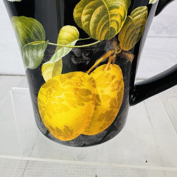 Certified International COLOR BAKERY FRUIT Damask Black Golden Pears Mugs Set 4 - Picture 12 of 16